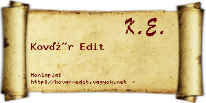 Kovár Edit névjegykártya